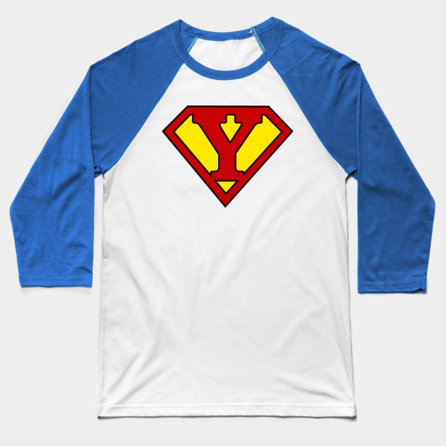 Superhero Symbol Letter Y Baseball T-Shirt by NextLevelDesignz